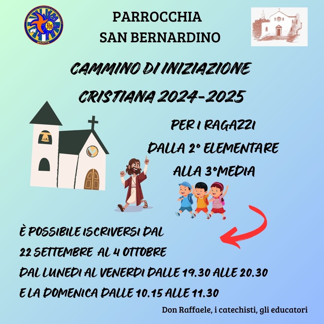 parrocchia san bernardino molfetta - iscrizioni catechismo iniziazione cristiana azione cattolica 2024 - 2025