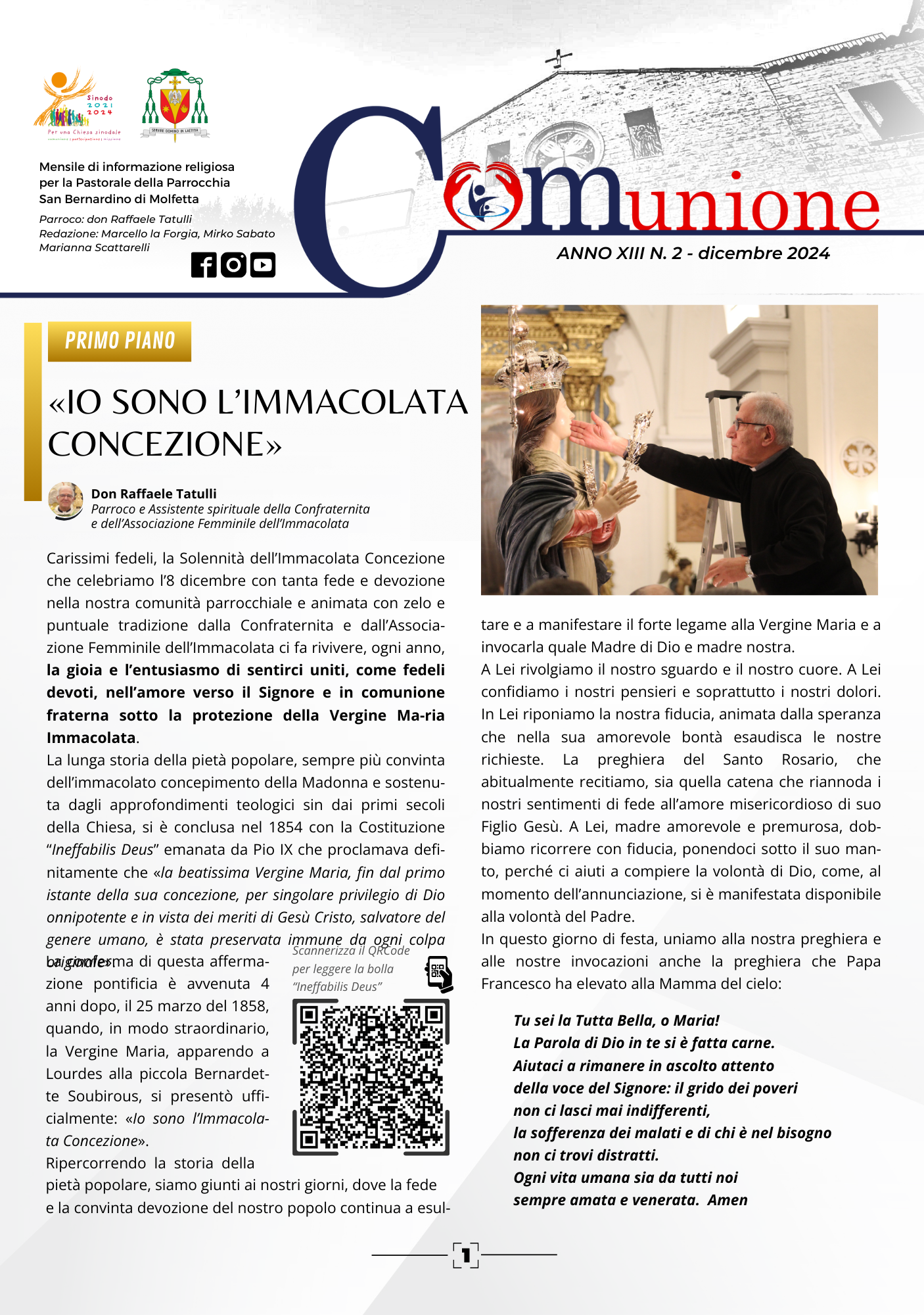 parrocchia san bernardino molfetta - giornale parrocchiale comunione dicembre 2024